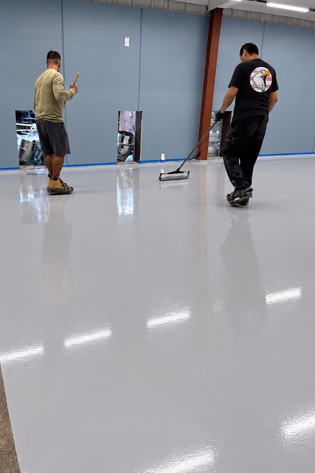Epoxy floor installation in progress